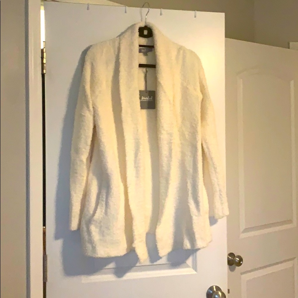Ivory super soft open front sweater